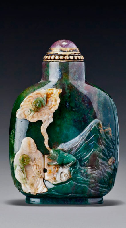 green-quartz-‘liu-hai-and-toad’-snuff-bottle Green quartz ‘liu hai and toad’ snuff bottle official school, qing dynasty,-18th---19th-century