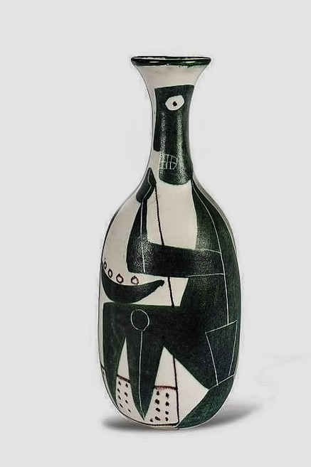 guido-gambone-italian-pottery-437x657 Guido-Gambone-ceramic mid century vase in black and white