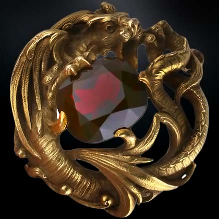 Gustav-Manz-Chimera Brooch Gustav Manz for F. Walter Lawrence Art Nouveau Chimera Brooch-Vintage Luxury