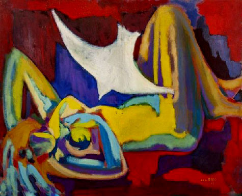 Guy-Arno-Abstract-Nude-with-a-dove-1967 Guy Arno Nude with a dove-mid century
