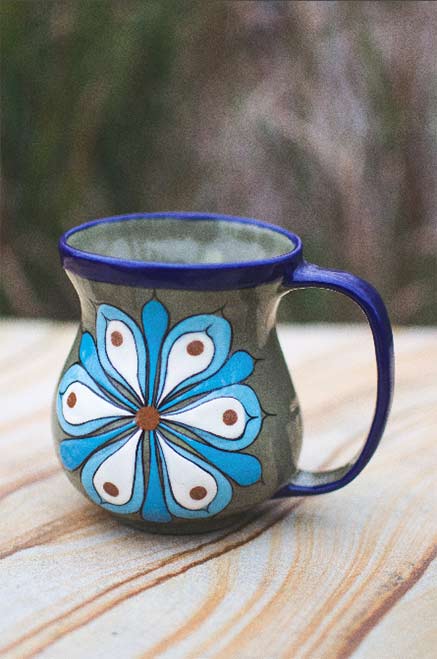 Handmade-by-rural-artisans-in-Guatemala Flower motif coffee cup--Guatemala
