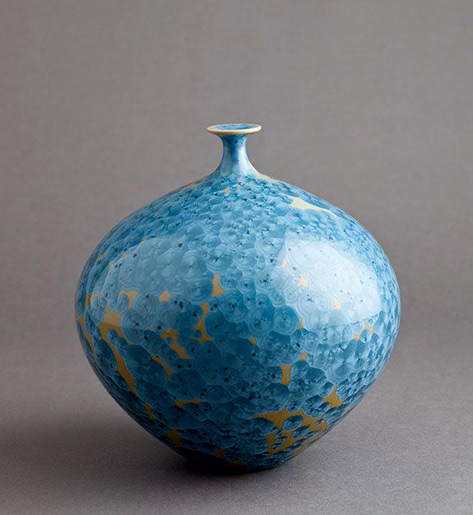 miyamura-crystalline-vessel-473x515 Hideaki-Miyamura- turquoise and yellow crystalline glazed vase