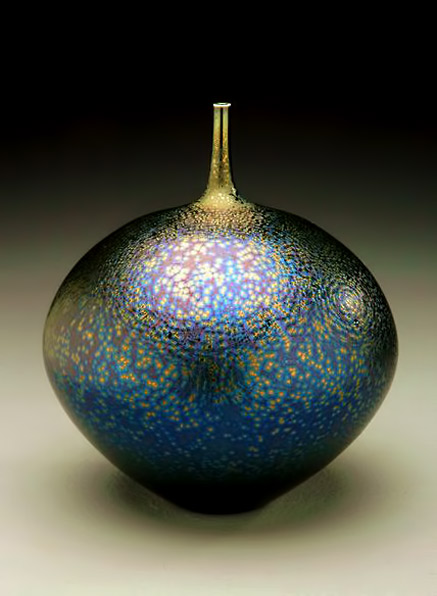 tear-drop-shaped-bottle-starry-glaze-miyamura-439x605 Japanese ceramicist Hideaki Miyamura -Tear drop shaped bottle-with starry night glaze