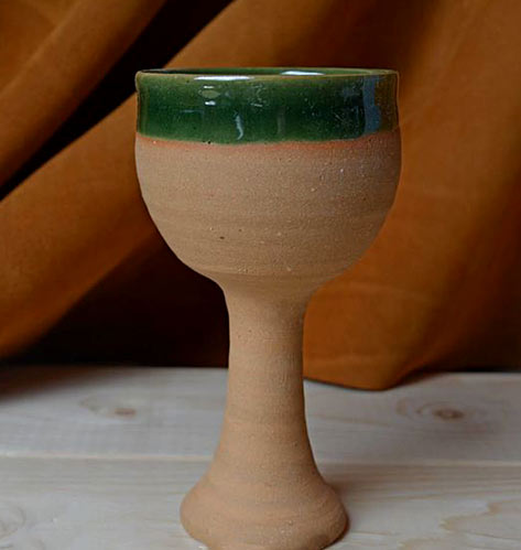 Historical-Wine-Goble--Celtic-Web-Merchantt Terracotta goblet with orime band on lip