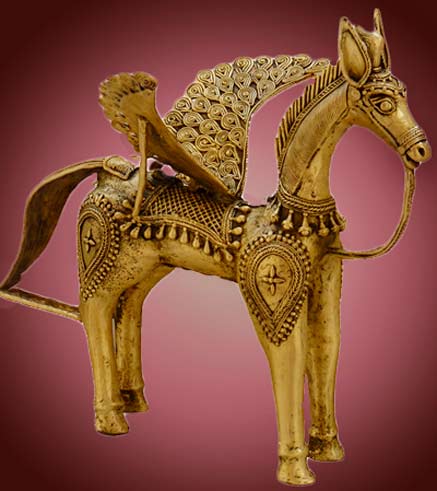 Indain-dhokra-art-horses Dhokra Horse-with-Wings