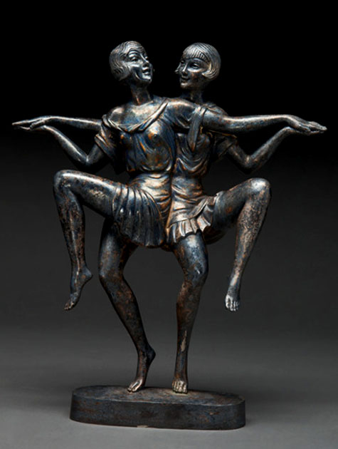 Ignacio Gallo-Art-Deco-Silvered-Bronze-of-Two-Dancing-Women Ignacio Gallo-(Spanish,-19th-20th-century).-An-Art Deco Silvered Bronze of Two Dancing Women