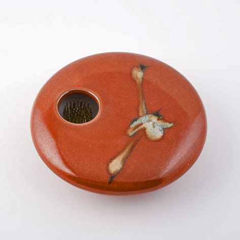 ikebana-vase-red-zen-georgetown-pottery- Burnt orange ikebana-vase-red-zen-georgetown-pottery-