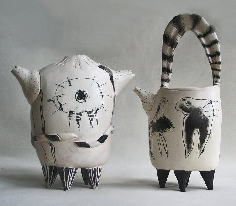 Sally-Hook-ceramics illusionists - ceramic teapots by Sally Hook