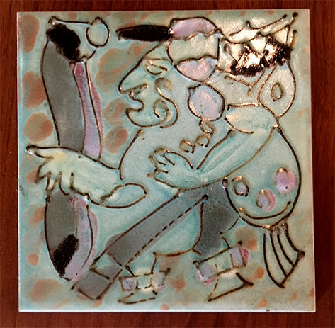 Ceramic-abstract tile-artist-unknown Ceramic-abstract figure tile-artist-unknown