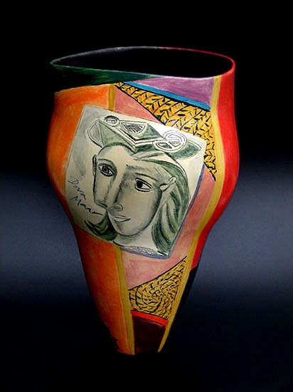 Ingrid_Saag-ceramic-vase Ingrid Saag ceramic vase with Picasso style motif