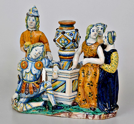 ceramic-inkwell-Farenza Inkwell-with-the-representation-of-the-Judgment-of-Paris-.-Faenza-,-the-end-of-the-fifteenth-century-