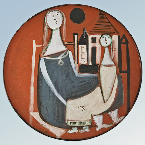 Jacques-Innocenti-art-plate Jacques--Innocenti-Vallauris-Hand-Painted-Modernist - Dish