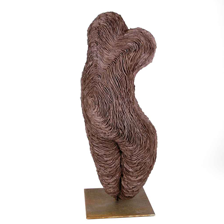 Isabelle-Leclerc-ceramic-sculpture Isabelle-Leclerc brown swirl layered sculpture