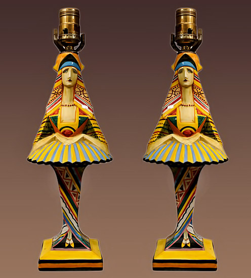 futurist-style-lamps-496x549 Italian Futurist Style Pair Of female figure table-Lamps Sala-Italy-(Designer)-1930 ROBERTO NAVARRO