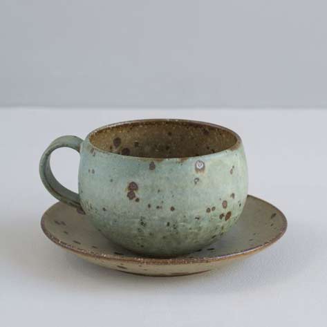 Japanese-Stoneware-Cup-and-Saucer---Turquoise-and-Natural-Specks-Maker---Mayumi-yamashita Japanese-Stoneware-Cup-and-Saucer---Turquoise-and-Natural-Specks-Maker---Mayumi-yamashita