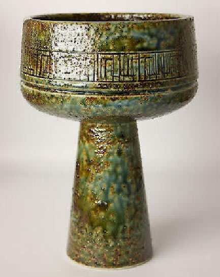 japanese-art-pottery-ikebana-vessel japanese studio art pottery ikebana vessel with a wonderful multi-color textured salt glaze - Copy