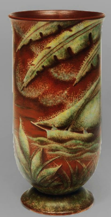 Jean-Mayodon-vessel Jean Mayadon vessel with decoration of sailboats