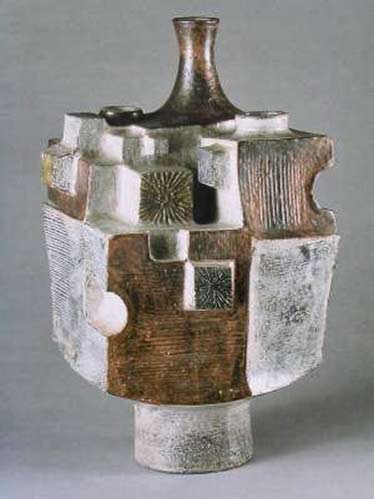 jean-derval-vallauris-ceramic-bottle jean-derval-abstract-sculptural bottle in copper and white glaze
