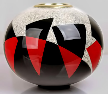 ovoid-art-deco-vase-jean-dunand-439x383 Jean-Dunand-Deco ovoid form vase with red,black lacquer and eggshell decorations