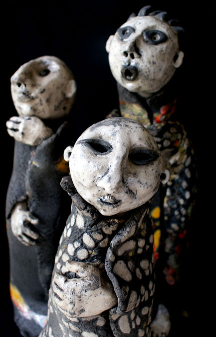 Jo-Ilona-ceramic-figurines Jo Ilona -Bordeaux Three ceramic figures