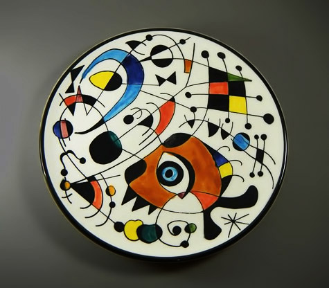Joan-Miró-handpainted-plate Joan-Miró inspired-abstract ceramic plate