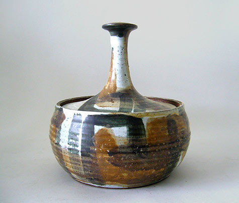 Joel-Edwards-Stoneware-Lidded-Vessel Joel Edwards Stoneware Lidded Vessel-50's-LISA-CLIFF-COLLECTION