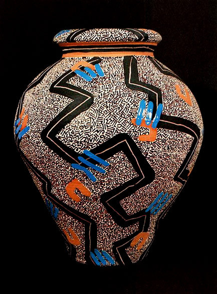 john-m-donoghue john-m-donoghue lidded jar and abstract decoration