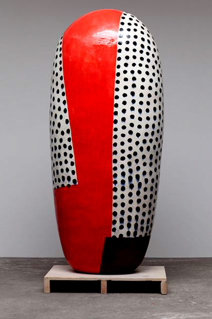 Jun-Kaneko,-sculpture-Dango, Jun-Kaneko,-Artist,-Untitled-Dango,-2011,-glazed-ceramics,-72inch-h-x-31inchW
