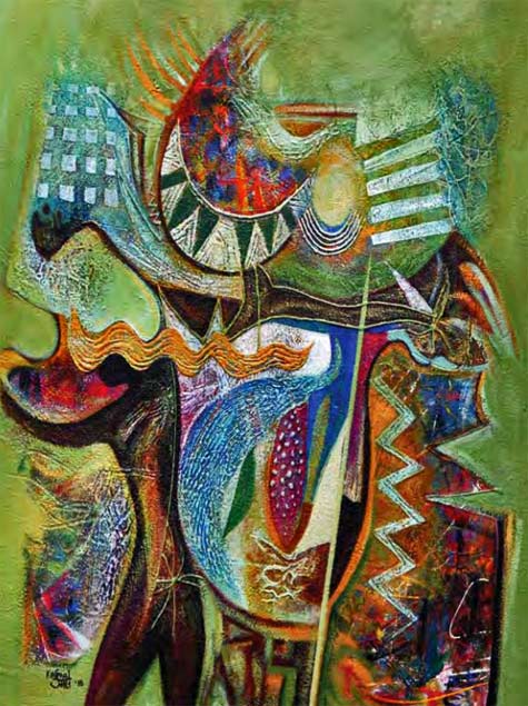 Kamal-Shah-painting African abstract painting by Kamal-Shah,-born-in-Nairobi