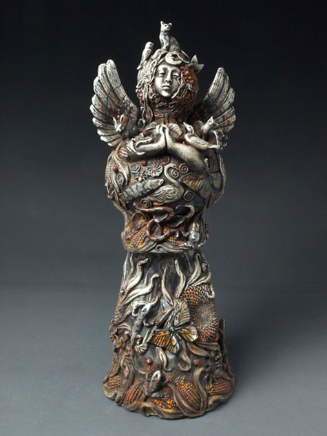 Katherine-Gullo---Wood-Fired-Earth-Angel-with-Cat--Porcelain Katherine-Gullo-Earth-Angel-with-Cat--Porcelain