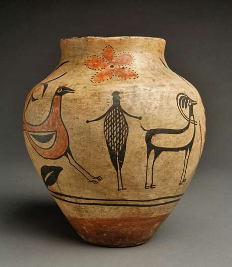 Kewa-(Santo-Domingo)-Pottery-Olla,-Bird-to-Man-Transformation-Design Kewa (Santo Domingo) Pottery Olla, Bird to Man Transformation Design circa 1890