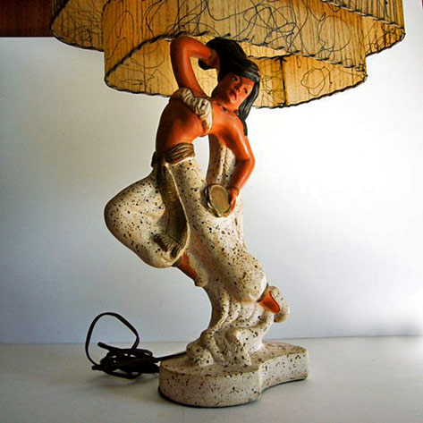 Kitschy-1950s-Polynesian---BellyDancer-Chalkware-Lamp-by-TikiTiger, Kitschy 1950s Polynesian - Belly Dancer Chalkware Lamp by TikiTiger,