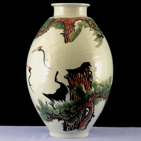 Korean-Large-Porcelain-Vase---Solvang-Antiques----16-inches Korean Large Porcelain Vase---Solvang Antiques----16-inches