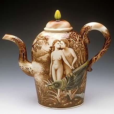 Kurt-Weiser-Adam-and-Eve---teapot Kurt-Weiser-Adam-and-Eve and large bird teapot