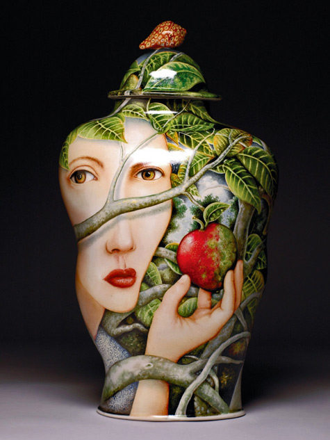 Kurt-Weiser-Red-Queen-jar Kurt-Weiser-Red-Queen,-2008;-porcelain,-china-paint;-18-x-10-x-8-in