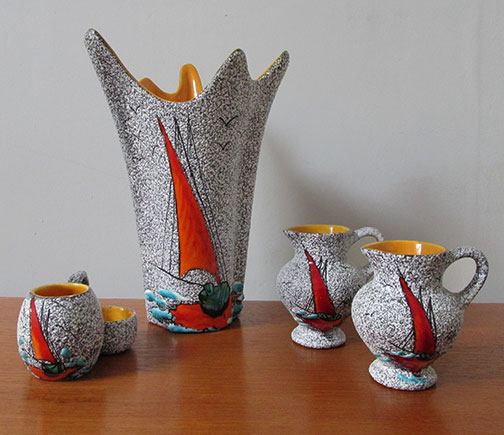 kwami811---ebay Vintage Vallauris sailing yacht set