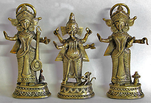 dhokra-indian-deities-504x345 Lakshmi Saraswati and Ganesha-Dhokra statues