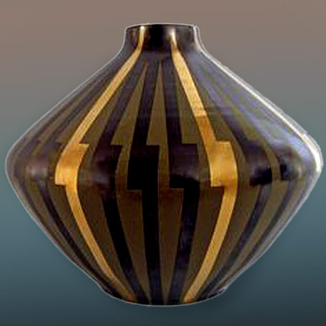 Large-1950s-Modernist-Japanese-Porcelain-Vase Large 1950s Modernist Japanese Porcelain Vase in brown and gold