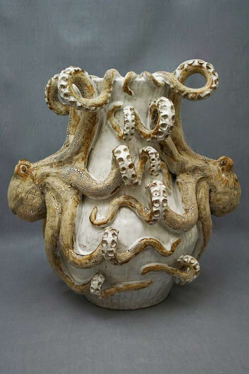 Shayne-Greco-octopus-vase Large-Ceramic-Octopus-Vase-by-Shayne-Greco-Beautiful-Mediterranean-Sculpture-Pottery