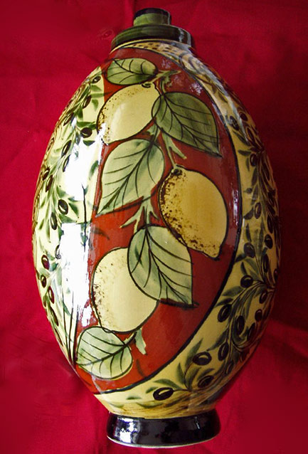 Large-Lamp-Foot-Barocco Large footed lamp-Barocco with lemon decoration