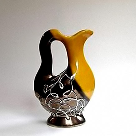 Large-pitcher-in-salt-signed-Pottery-La-Colombe-Vallauris-50s Pottery-La-Colombe-pitcher