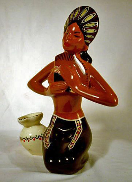 large-vintage-barsony-h-39-rare-black-lady-figurine-in-brown Vintage-barsony kneelin Balinese lady figurine