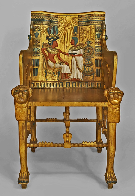 carved-egyptian-throne-chair-453x657 Late 19th c. Egyptian Revival Polychrome Carved Throne Chair Tutankhamun