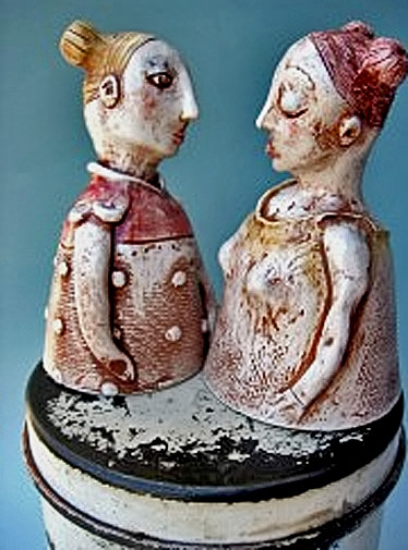two-female-ceramic-busts-laura-balombini-374x505 Laura-Balombini--Artist-at-Woolworth-Walk-Art-Gallery