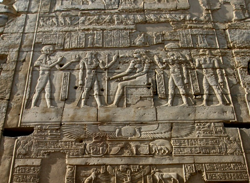 kom-ombo-temple-relief-507x371 Lavishly-carved-wall,-Kom Ombo Egypt
