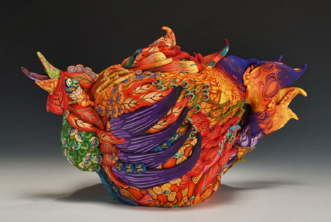 layl-mcdill-rooster-teapot-471x317 Layl-McDill-Polymer-Clay-Sculpture-Gallery-Rooster-Teapot