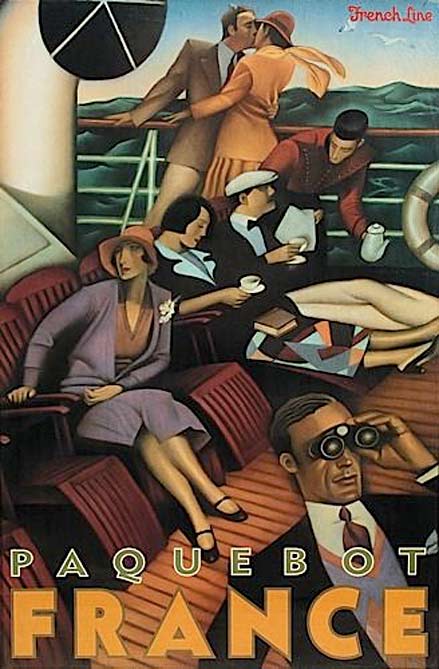 le-paquebot-poater le-paquebot-france-norway antique poster