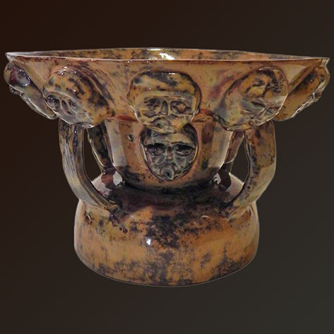 Beatrice-Wood,-Chalice-Form-Vase Legendary California Studio Potter Beatrice Wood, Chalice Form Vase with Mask