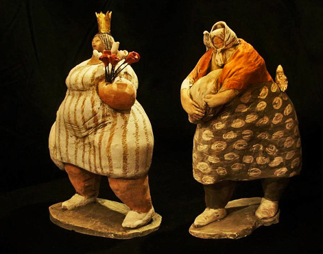 Sally-Hook-sculpture-figures LIFE-IS-JOY-OR-LIFE-IS-NOT Choix-Height-30cm Abundance-Height-30cm by Sally Hook