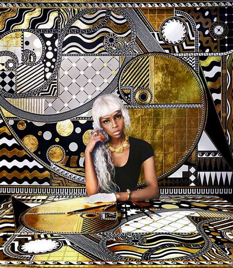 Lina-Iris-Viktor-in-artelier Lina-Iris-Viktor-Paints-with-Gold